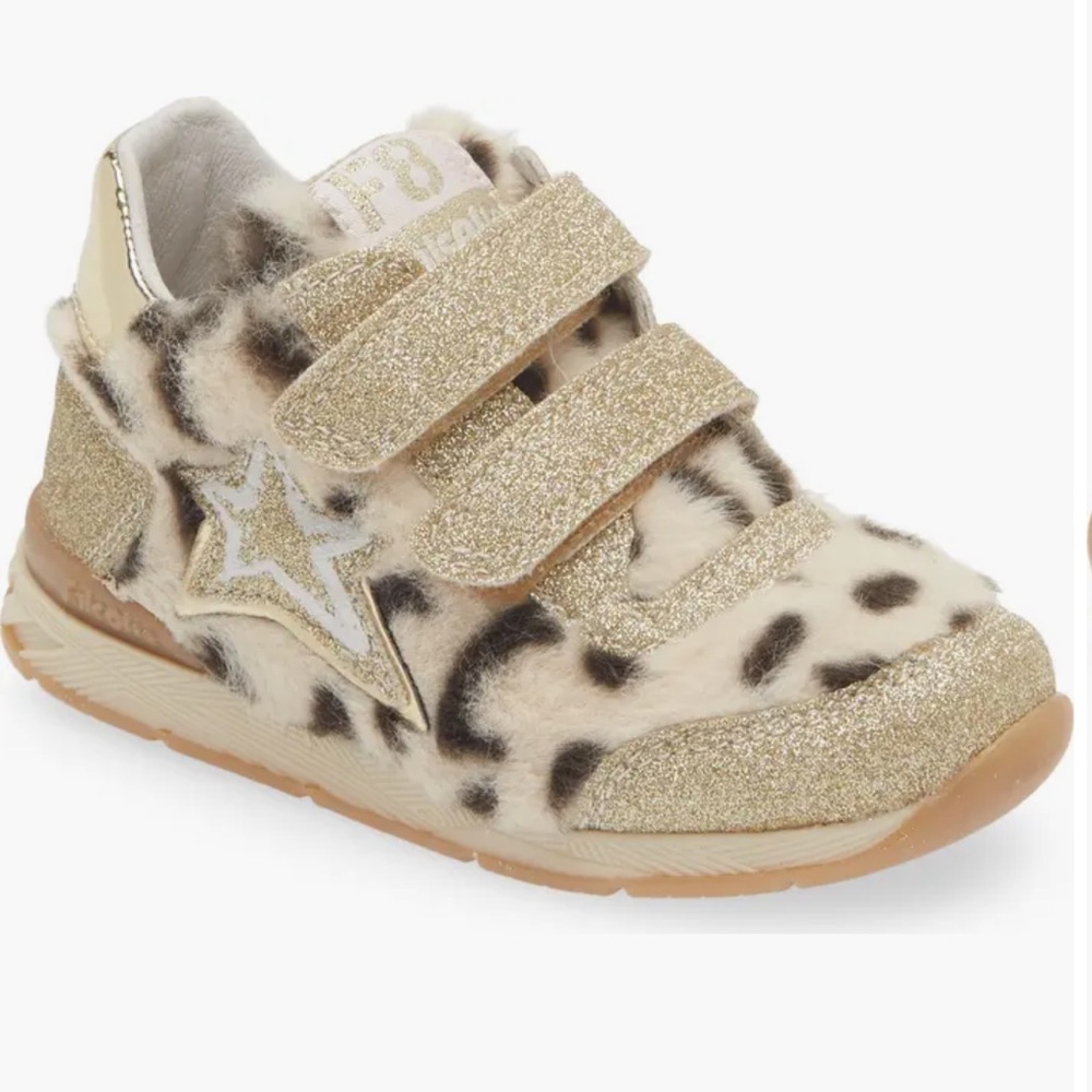 Baby Toddler Naturino Falcotto Faux Fur Leopard Walker Sneakers Velcro 22 6 Gold